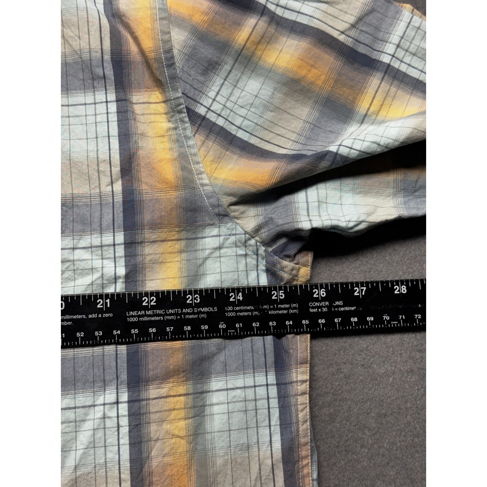 Pendleton Wave Shirt Mens XL Blue Yellow Plaid Cotton Short Sleeve Button Down - Picture 5 of 7